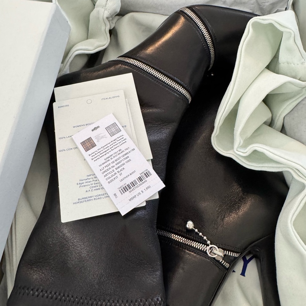 Burberry Peep leather ankle boots Black Size 37 - Picture 9 of 16